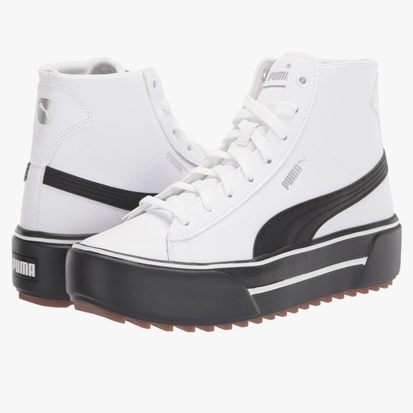Puma Kaia Mid L White and Black High-Top Sneakers - Picture 3 of 14